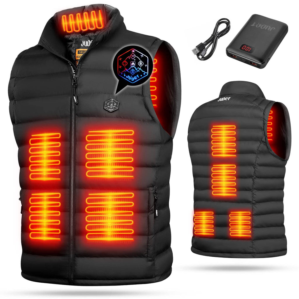 JUDRT Mens Heated Vest with Battery Pack Lightweight Down Rechargeable Electric Heated Apparel with 9 Heating Panels-XXL